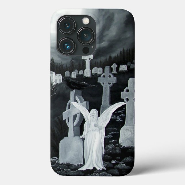 At night on the cemetery - Angel Case-Mate iPhone Case (Back)