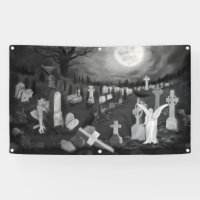 At night on the cemetery - Angel with Devil
