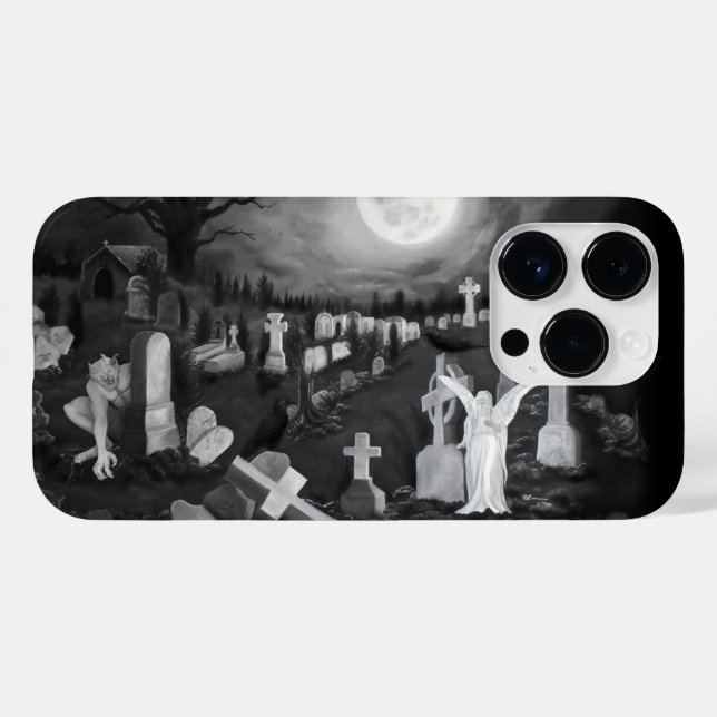 At night on the cemetery - Angel with Devil Case-Mate iPhone Case (Back (Horizontal))