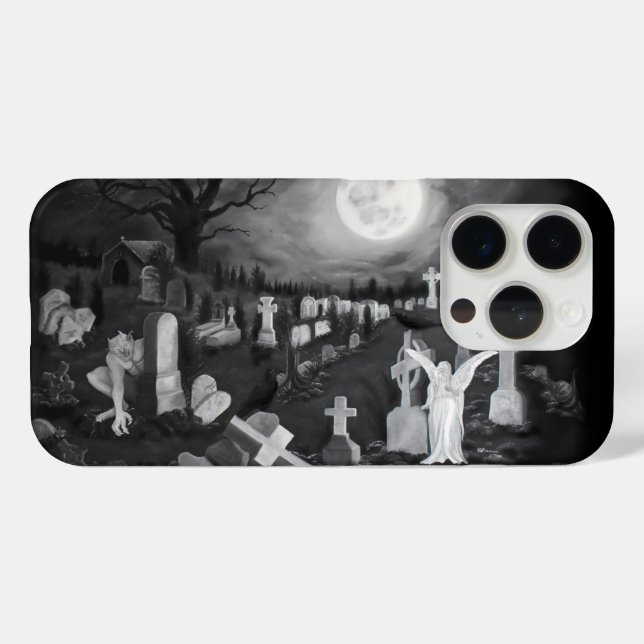 At night on the cemetery - Angel with Devil Case-Mate iPhone Case (Back (Horizontal))