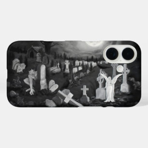 At night on the cemetery - Angel with Devil iPhone 16 Case