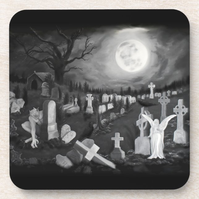 At night on the cemetery - Angel with Devil Coaster (Front)