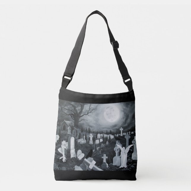 At night on the cemetery - Angel with Devil Crossbody Bag (Front)