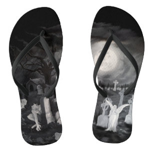 At night on the cemetery - Angel with Devil Flip Flops