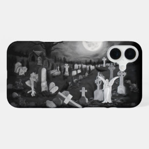 At night on the cemetery - Angel with Devil iPhone 16 Plus Case