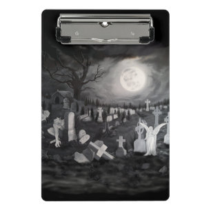 At night on the cemetery - Angel with Devil Mini Clipboard