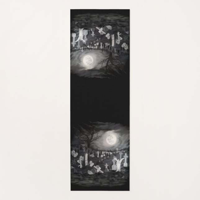 At night on the cemetery - Angel with Devil Yoga Mat (Front)