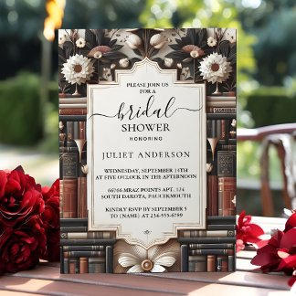 At Old English Retro Book Club Cover Bridal Shower Invitation