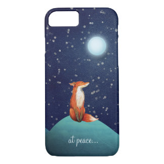 at peace ~ Charming Fox Sitting Under a Full Moon iPhone 8/7 Case