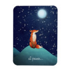 at peace ~ Charming Fox Sitting Under a Full Moon