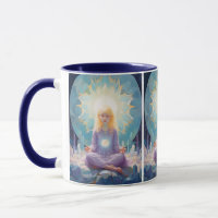 At Peace Meditating Yoga Girl Crystals Blue Purple