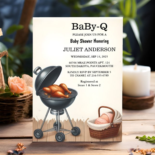 At Plaid Babyq Fun Food Steak Beef Bbq Baby Shower Invitation (Creator Uploaded)
