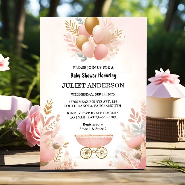 At Rose Boho Gold Mum Chic Spring Baby Girl Shower Invitation (Creator Uploaded)