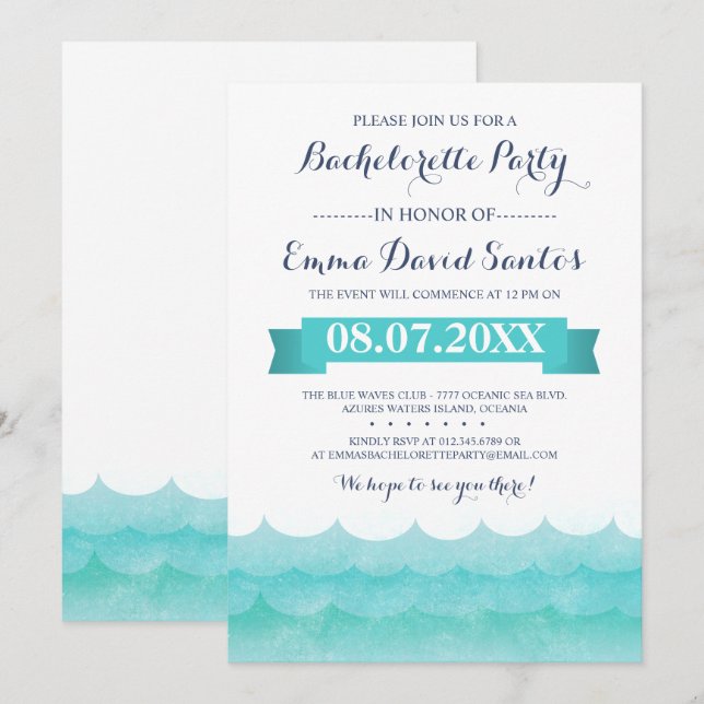 At Sea Bachelorette Party Invitation (Front/Back)