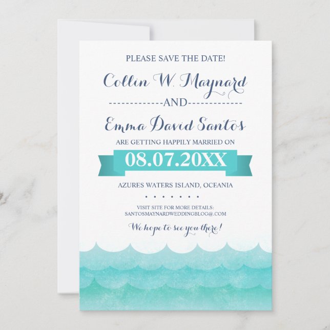 At Sea Nautical Save the Dates Date (Front)