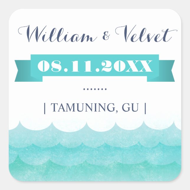 At Sea Nautical Wedding Favour Stickers (Front)