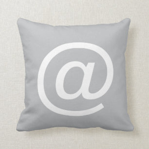 @ (at sign) button pillow, Grey & White Cushion
