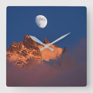 At Sunrise Aiguille du Plan Chamonix, France Square Wall Clock