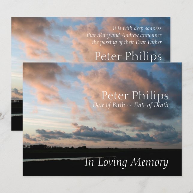 At Sunset 1 Peaceful Memorial Service Announcement (Front/Back)