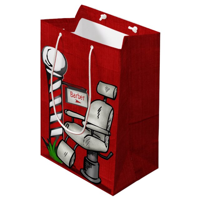 At The Barber Shop Medium Gift Bag (Front Angled)