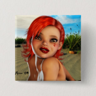 At the Beach 15 Cm Square Badge