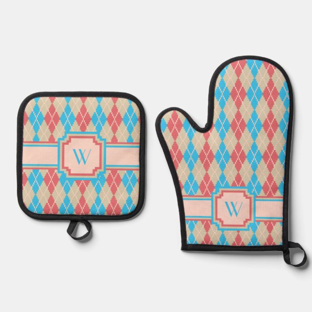 At the Beach Argyle Oven Mitt & Pot Holder Set (Front)