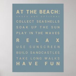 At the Beach - Beach House Rules Poster