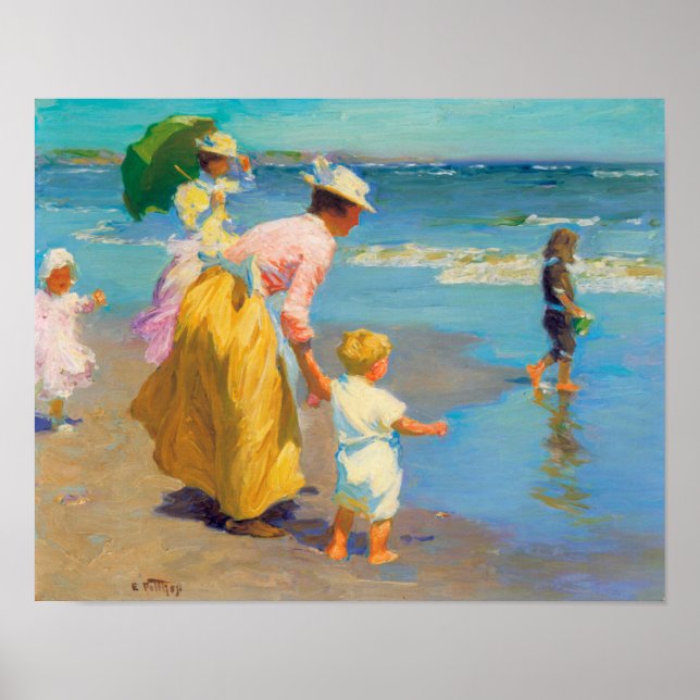At the Beach by Edward Potthast art Poster (Front)