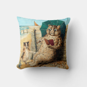 At The Beach, Louis Wain Cushion
