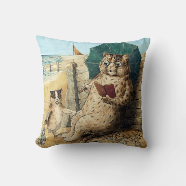 At The Beach, Louis Wain Cushion (Front)