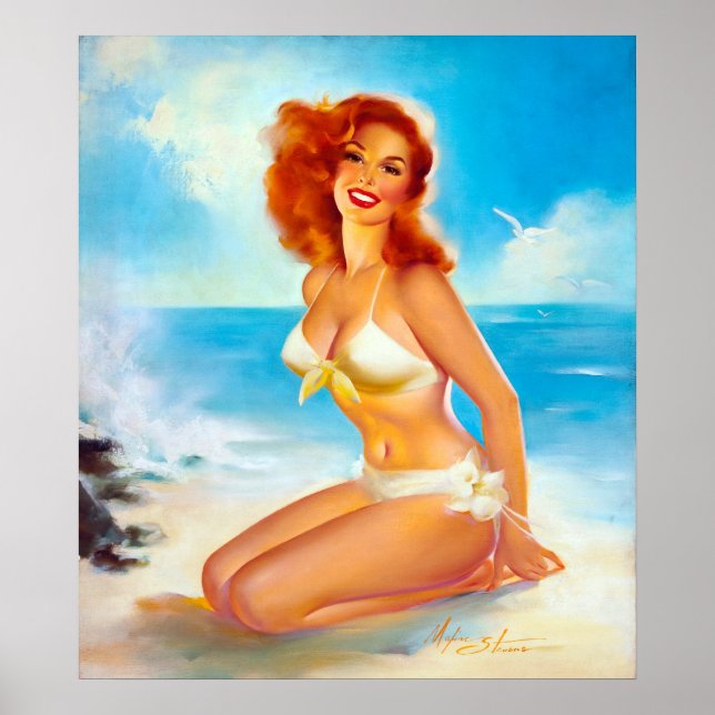 At the Beach Pin Up Poster (Front)