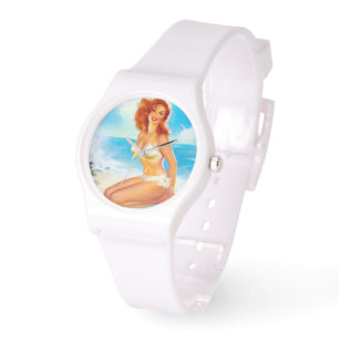 At the beach pin up watch