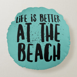 At The Beach Round Cushion