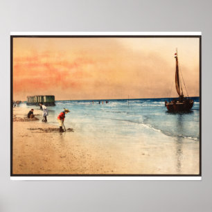 At The Beach - Vintage Fine Art Poster