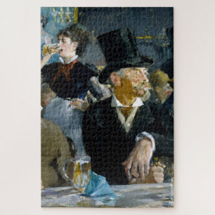 At the Cafe by Manet Impressionist Painting Jigsaw Puzzle
