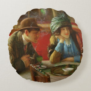 At the Cafe Round Cushion