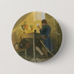 At the Cards in Cluny’s Cage by NC Wyeth 6 Cm Round Badge