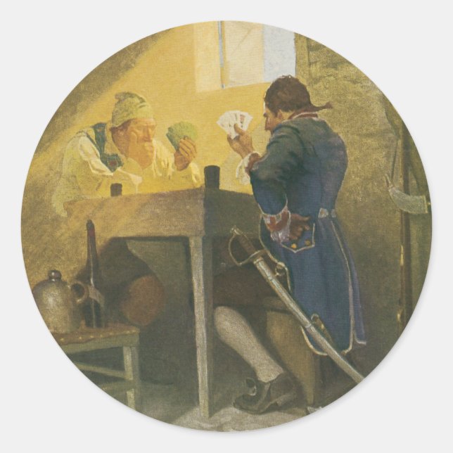 At the Cards in Cluny’s Cage by NC Wyeth Classic Round Sticker (Front)