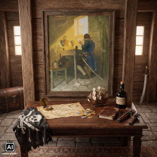 At the Cards in Cluny’s Cage by NC Wyeth Poster
