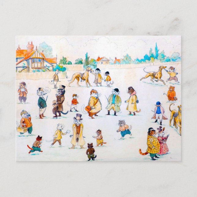 At the Cat-Town Races, Louis Wain Postcard (Front)