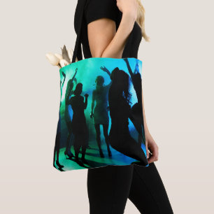 At the Club Silhouette Blue Green Tote Bag
