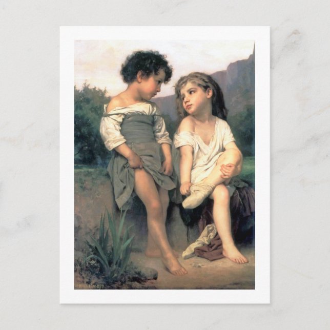 At the Edge of the Brook, Bouguereau Postcard (Front)