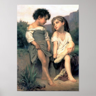At the Edge of the Brook, Bouguereau Poster