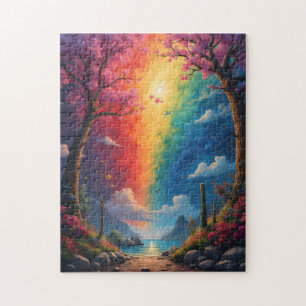 At the end of the path is a rainbow world jigsaw puzzle