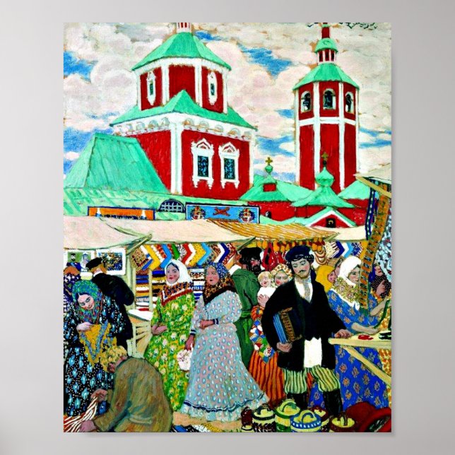 At the Fair, fine art painting by Boris Kustodiev Poster (Front)