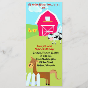 At the Farm Blue Birthday invite