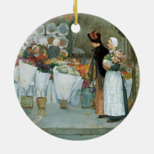 At The Florist by Childe Hassam, Vintage Fine Art Ceramic Tree Decoration