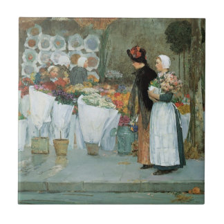 At The Florist by Childe Hassam, Vintage Fine Art Tile