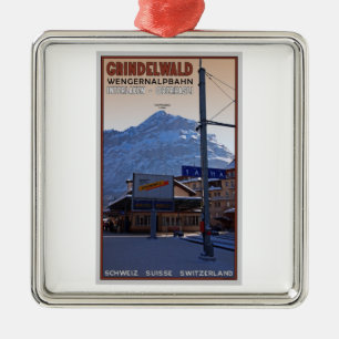 At the Grindelwald Train Station Metal Tree Decoration