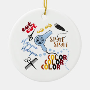 At The Hair Salon Ceramic Tree Decoration